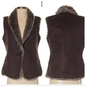 Crosby Faux Fur Vest, Brown, XL